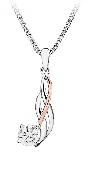 Silver Cat Elegantní bicolor náhrdelník s kubickým zirkonem SC453 (řetízek, přívěsek) - Náhrdelníky