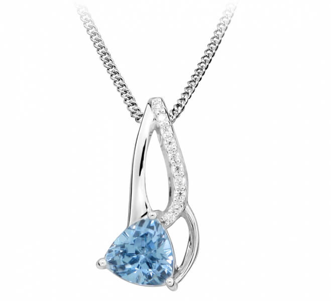 Silver Cat Stylový náhrdelník s modrým spinelem a zirkony SC424 - Náhrdelníky