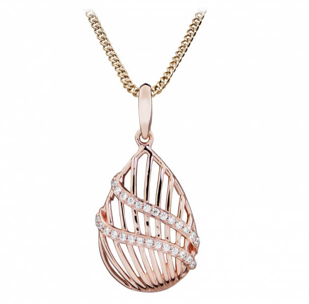 Silver Cat Stylový růžově zlacený náhrdelník se zirkony SC426 - Náhrdelníky