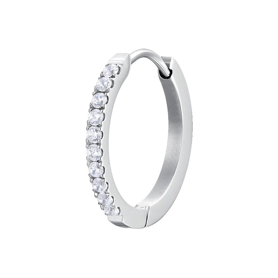 Luca Barra Single ocelová náušnice s&nbsp;čirými krystaly OK1458/9 2 cm - Náušnice Kruhy