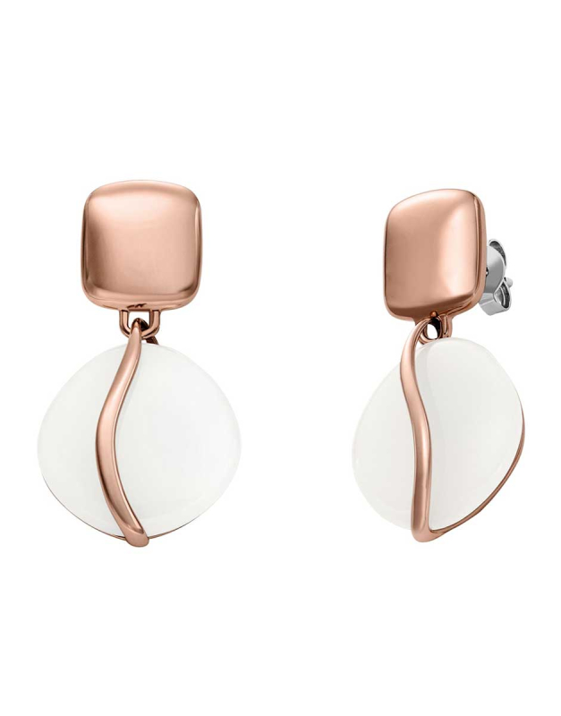 Skagen Bronzové náušnice s bílým sklem Sofia Sea Glass SKJ1816791 Skagen Bronzové náušnice s bílým sklem Sofia Sea Glass SKJ1816791 - Náušnice Visací náušnice