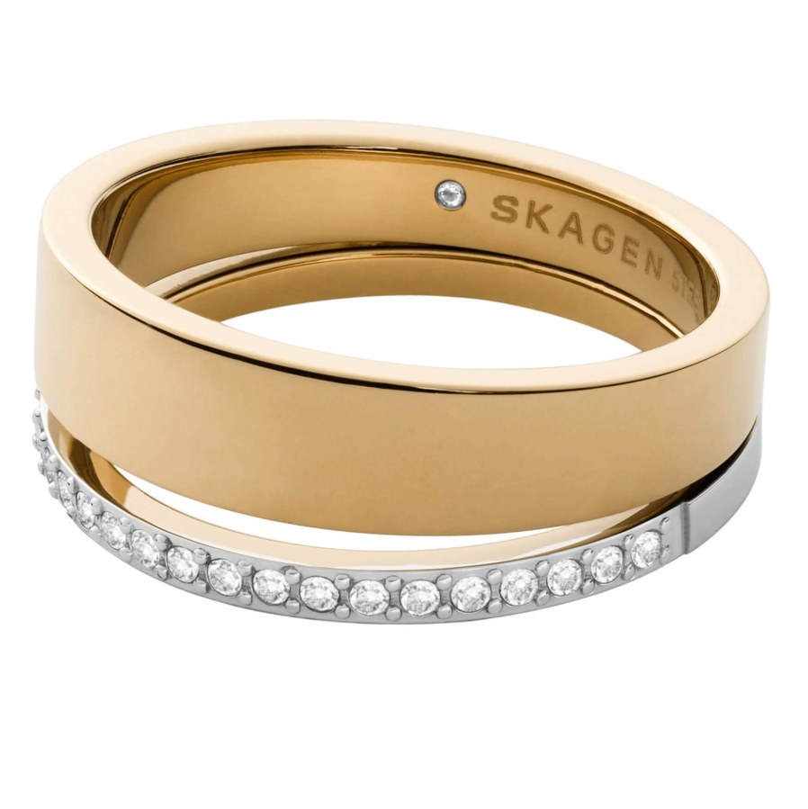 Skagen Nadčasový bicolor prsten z oceli Elin SKJ1451998 50 mm - Prsteny Prsteny s kamínkem