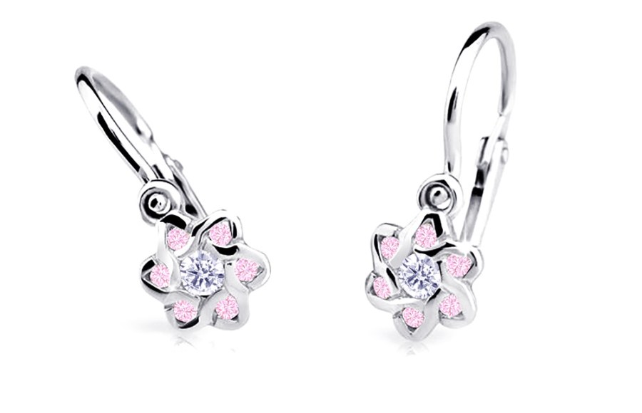 Cutie Jewellery Slušivé dětské náušnice z&nbsp;bílého zlata C2149-10-X-2 růžová - Náušnice Visací náušnice