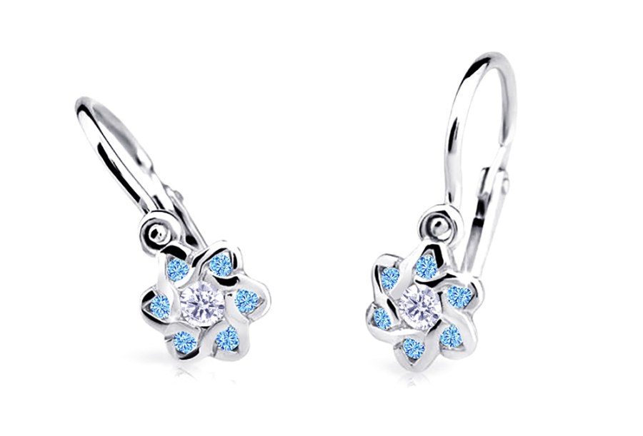 Cutie Jewellery Slušivé dětské náušnice z&nbsp;bílého zlata C2149-10-X-2 světle modrá - Náušnice Visací náušnice