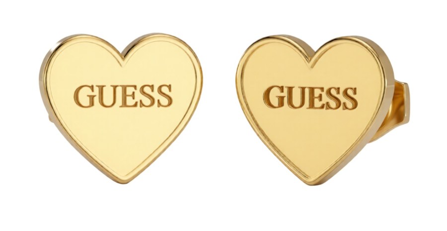 Guess Slušivé pozlacené náušnice Srdce JUBE02171JWYGT/U