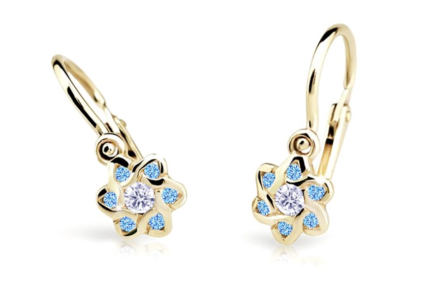Cutie Jewellery Slušivé zlaté náušnice pro dívky C2149-10-X-1 světle modrá