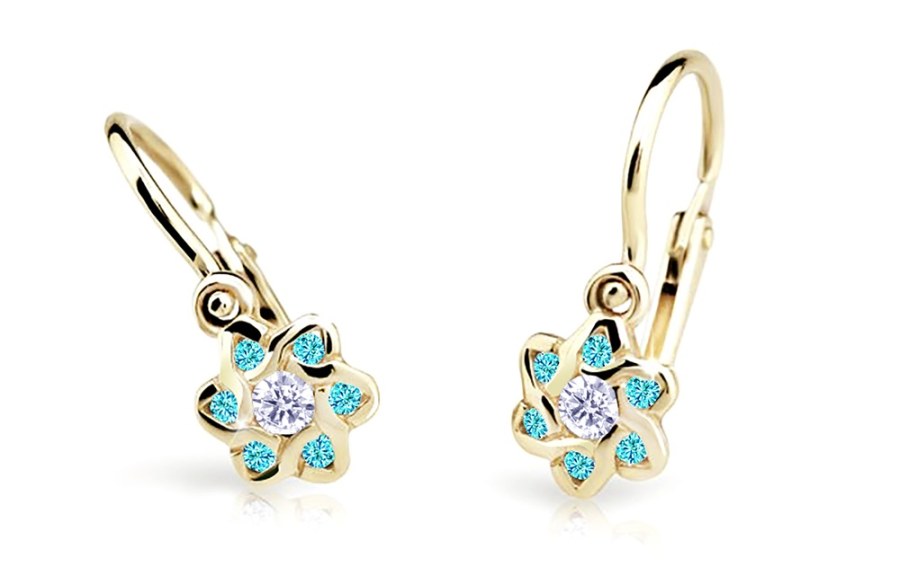 Cutie Jewellery Slušivé zlaté náušnice pro dívky C2149-10-X-1 světle zelená - Náušnice Visací náušnice