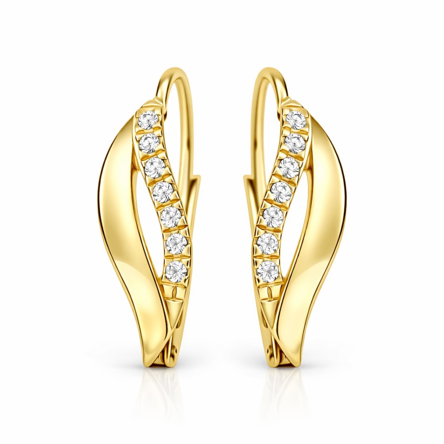 Soliter Elegantní zlaté náušnice s&nbsp;krystaly 239 001 00552 - Náušnice Visací náušnice