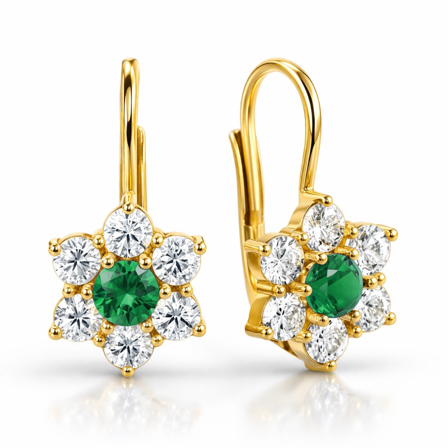 Soliter Květinové náušnice ze žlutého zlata 239 001 00144 0000800 - Náušnice Visací náušnice