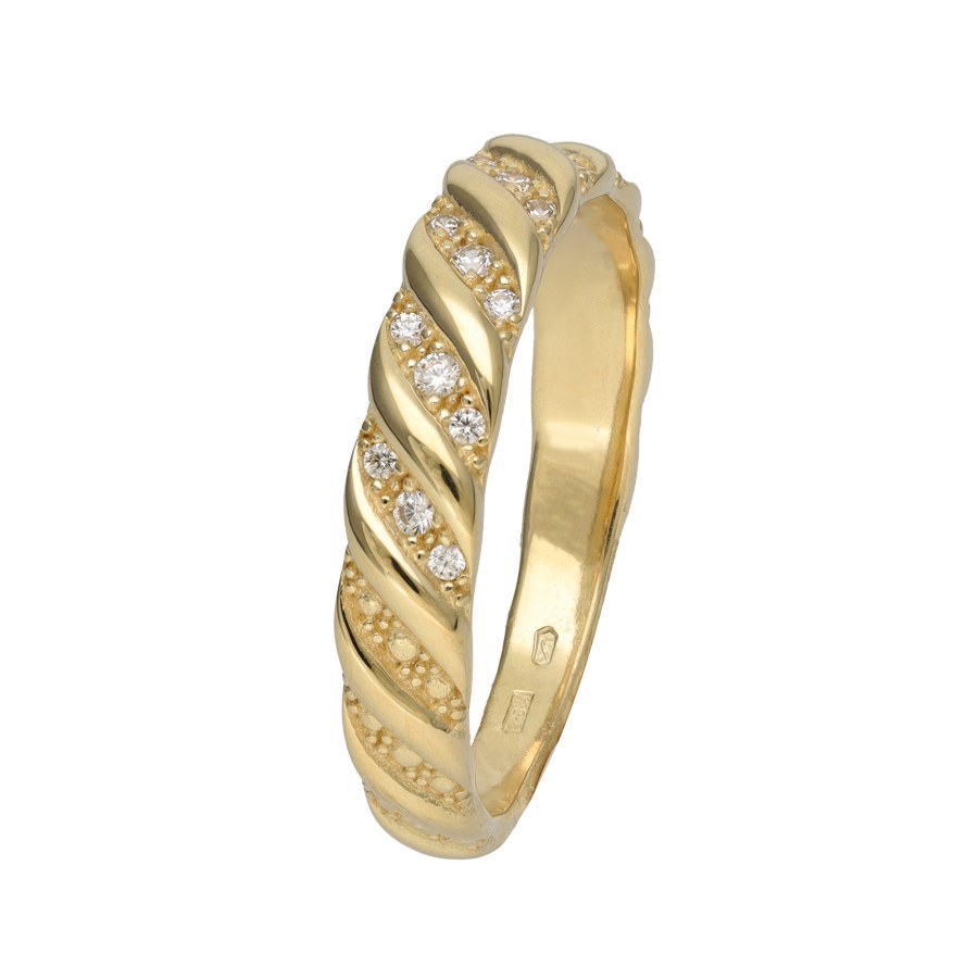 Soliter Moderní prsten ze žlutého zlata se zirkony 229 001 00966 00 62 mm - Prsteny Prsteny s&nbsp;kamínkem