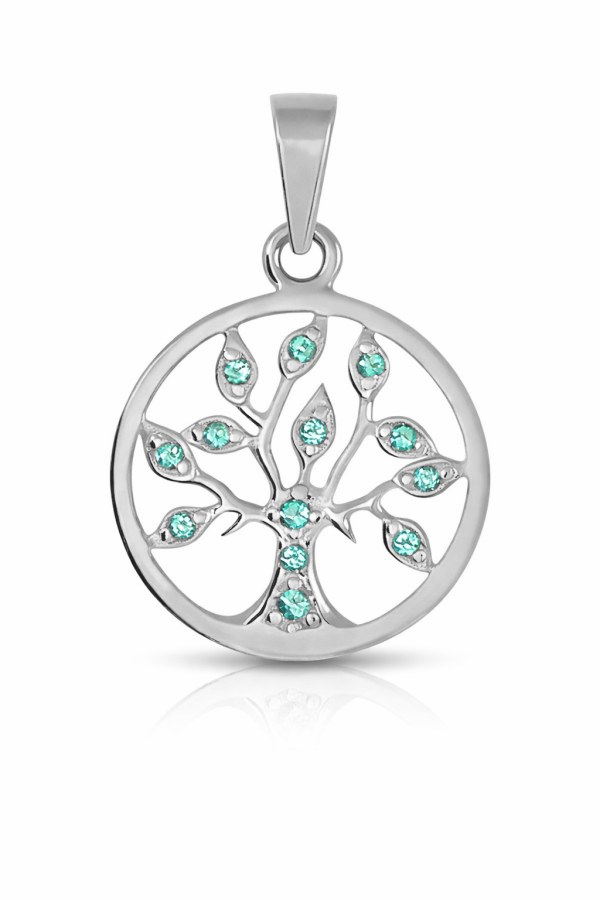 Soliter Přívěsek z&nbsp;bílého zlata Strom života se zelenými krystaly 249 001 00442 07 - Přívěsky Přívěsky na řetízky