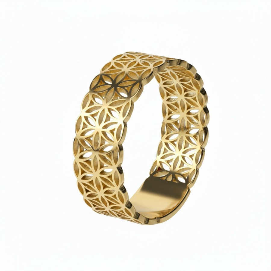 Soliter Prsten ze žlutého zlata Květ života 221 051 00702 00 58 mm - Prsteny Prsteny bez kamínku