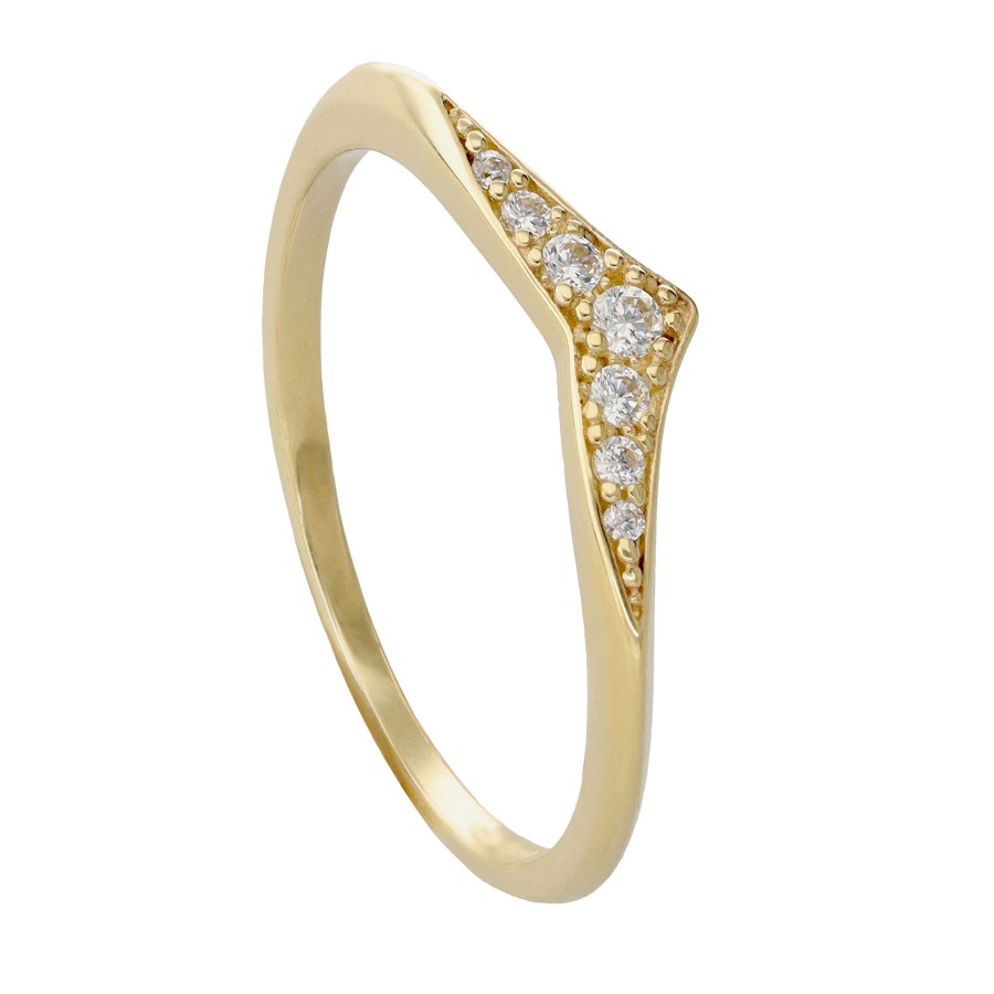 Soliter Prsten ze žlutého zlata se zirkony Chevron 229 001 00953 00 54 mm - Prsteny Prsteny s&nbsp;kamínkem