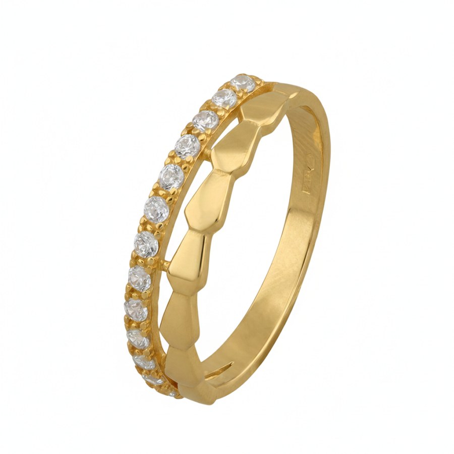 Soliter Půvabný prsten ze žlutého zlata se zirkony 229 001 00946 00 53 mm - Prsteny Prsteny s&nbsp;kamínkem