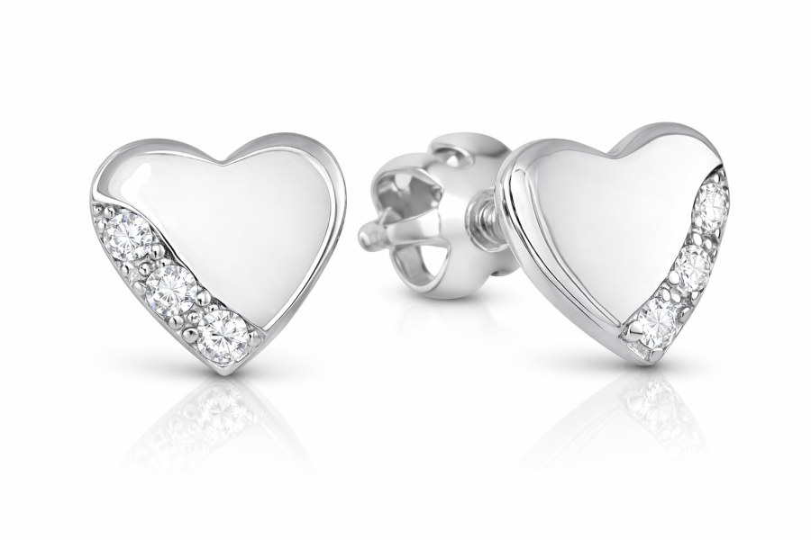 Soliter Stříbrné náušnice srdíčka s krystaly 436 001 00544 04