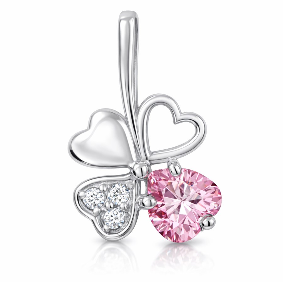 Soliter Stříbrný přívěsek čtyřlístek 446 001 00349 04 - růžový - Přívěsky Přívěsky na řetízky