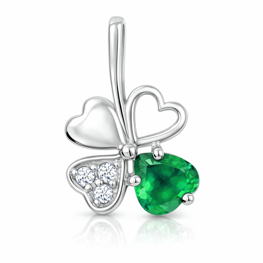 Soliter Stříbrný přívěsek čtyřlístek 446 001 00349 04 - zelený - Přívěsky Přívěsky na řetízky