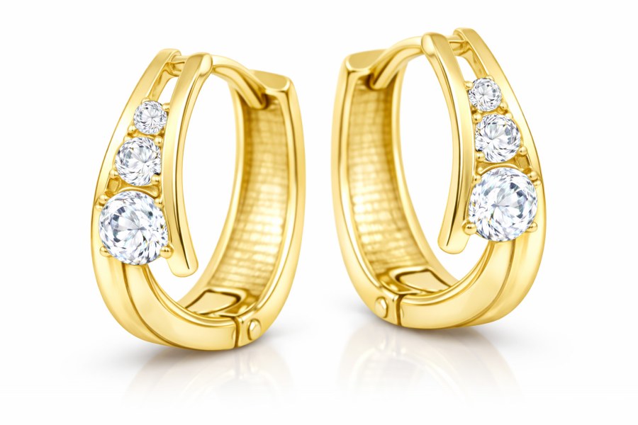 Soliter Zlaté náušnice kroužky se zirkony 239 001 00800 - Náušnice Kruhy