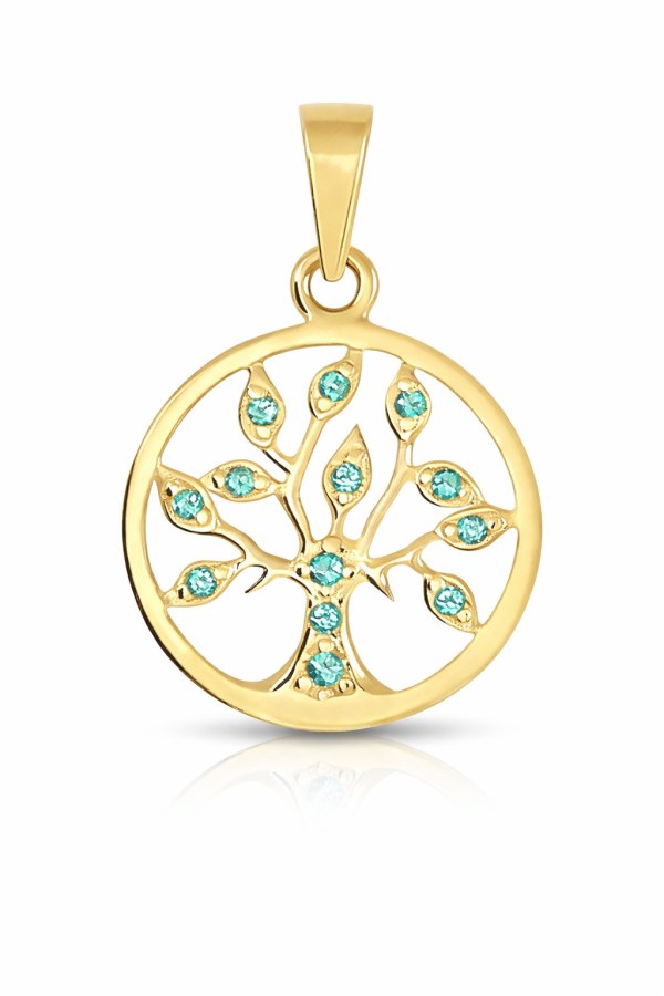 Soliter Zlatý přívěsek Strom života se zelenými krystaly 249 001 00442 - Přívěsky Přívěsky na řetízky
