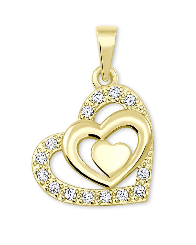 Soliter Zlatý srdíčkový přívěsek s&nbsp;krystaly 249 001 00556 - Přívěsky Přívěsky na řetízky