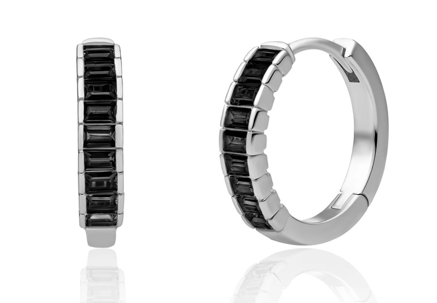 Sparkling Jewels Stříbrné náušnice s černými kubickými zirkony EAS23-CZ02 Sparkling Jewels Stříbrné náušnice s černými kubickými zirkony EAS23-CZ02 - Náušnice Kruhy