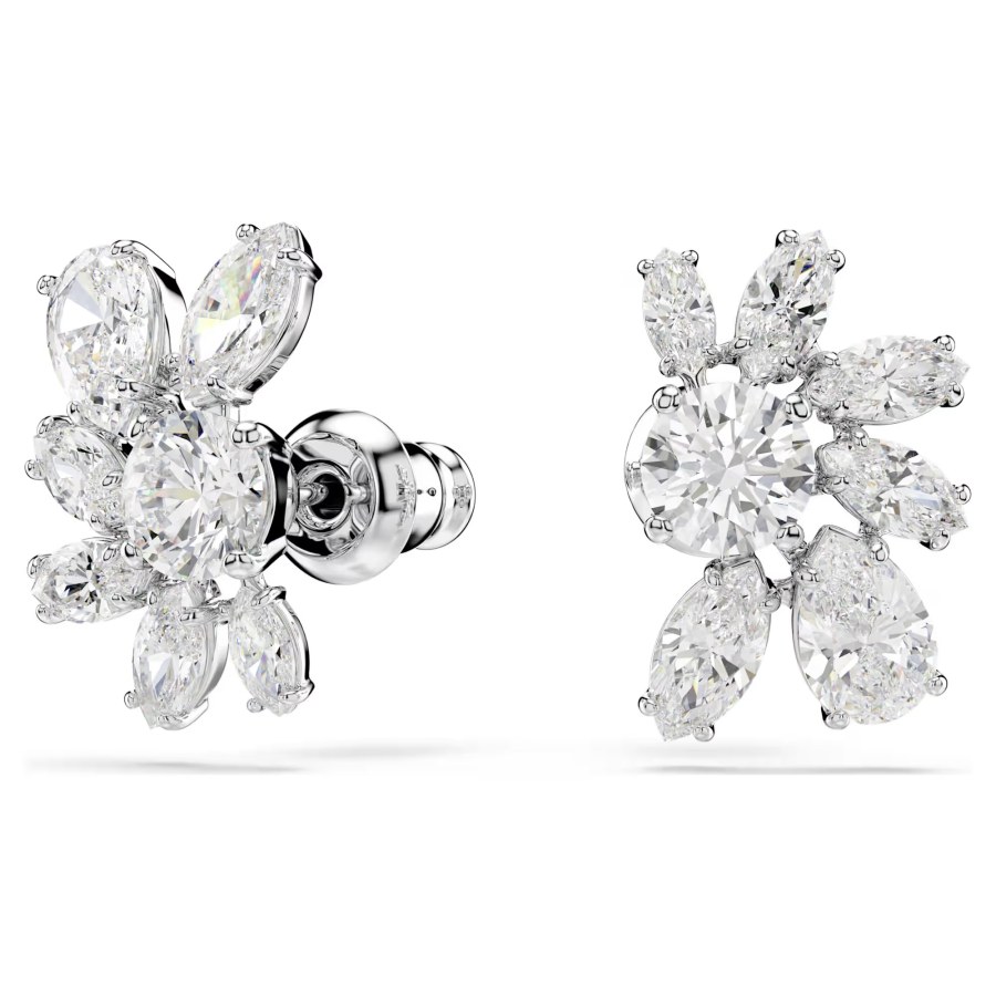 Swarovski Asymetrické náušnice Květina se Swarovski zirkony Mesmera 5737462