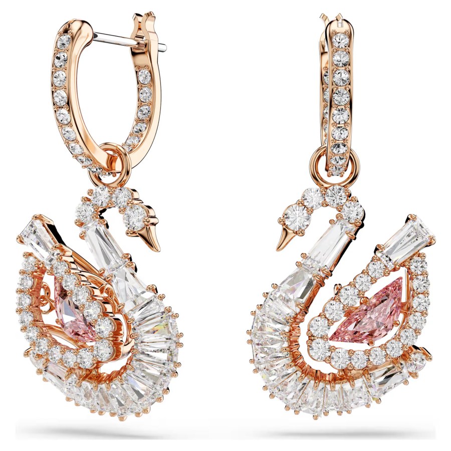 Swarovski Blyštivé náušnice Labuť 2v1 se zirkony Swan 5732415 - Náušnice Visací náušnice