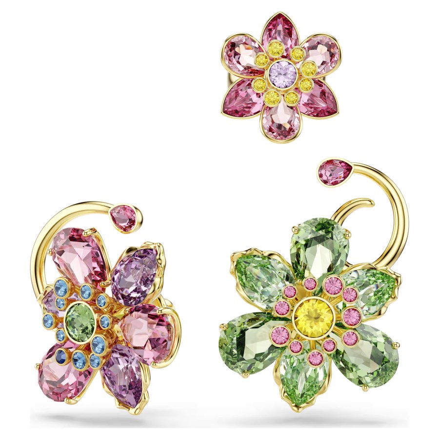 Swarovski Luxusní pozlacená sada asymetrických náušnic Idyllia 5709026