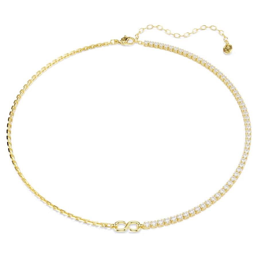 Swarovski Luxusní pozlacený náhrdelník Matrix Tennis 5747717