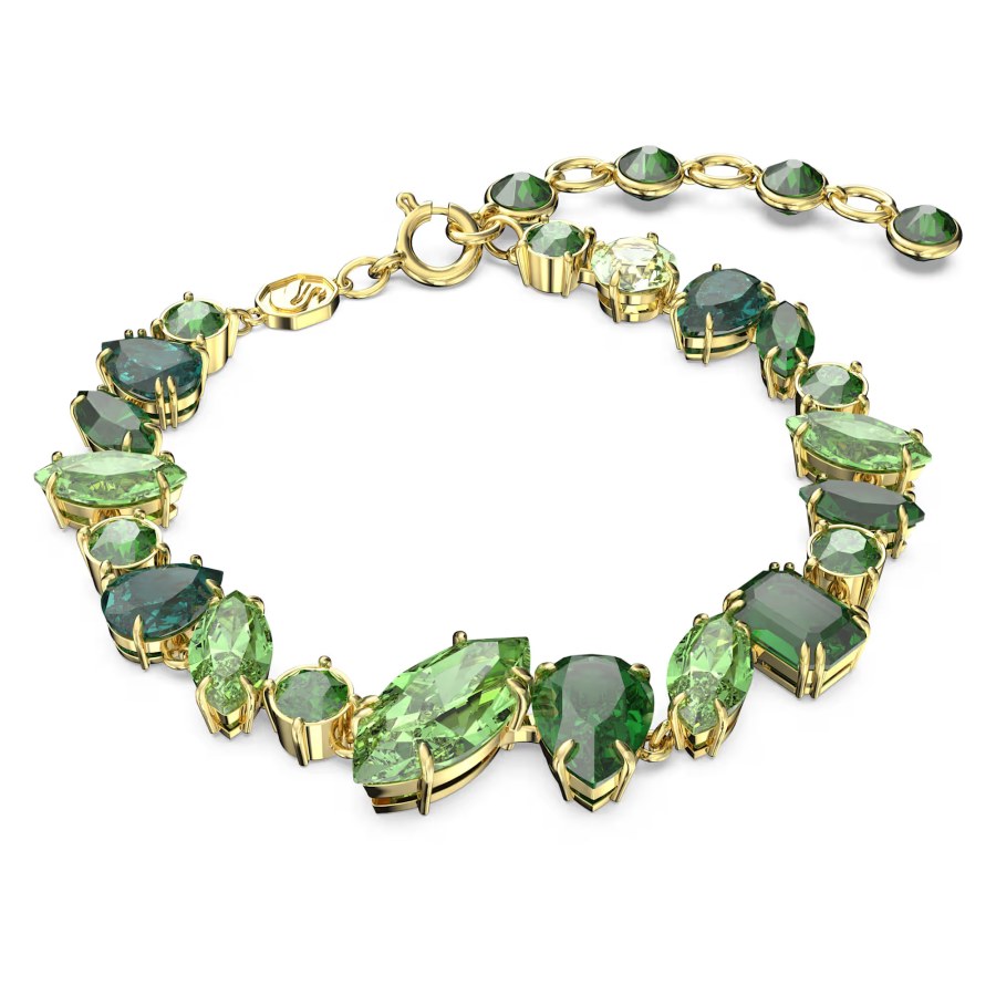 Swarovski Nepřehlédnutelný náramek se zelenými krystaly Gema 5652822 - Náramky Řetízkové náramky