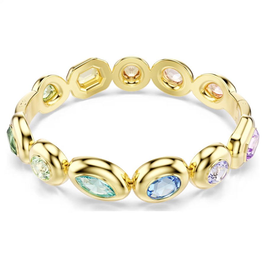 Swarovski Pevný pozlacený náramek s&nbsp;barevnými krystaly Gema 5737447 17 cm - Náramky Pevné náramky