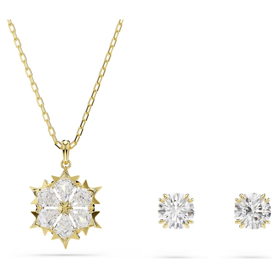 Swarovski Pozlacená sada šperků Sněhové vločky Magic 5758002 (náhrdelník, náušnice) - Náušnice Pecky