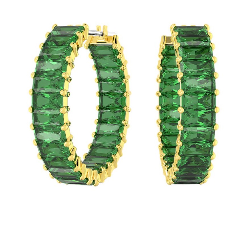 Swarovski Pozlacené kruhové náušnice se zelenými zirkony Matrix 5658651 - Náušnice Kruhy