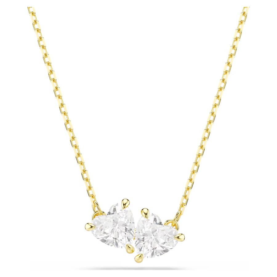 Swarovski Pozlacený náhrdelník se třpytivými srdíčky Mesmera 5733475