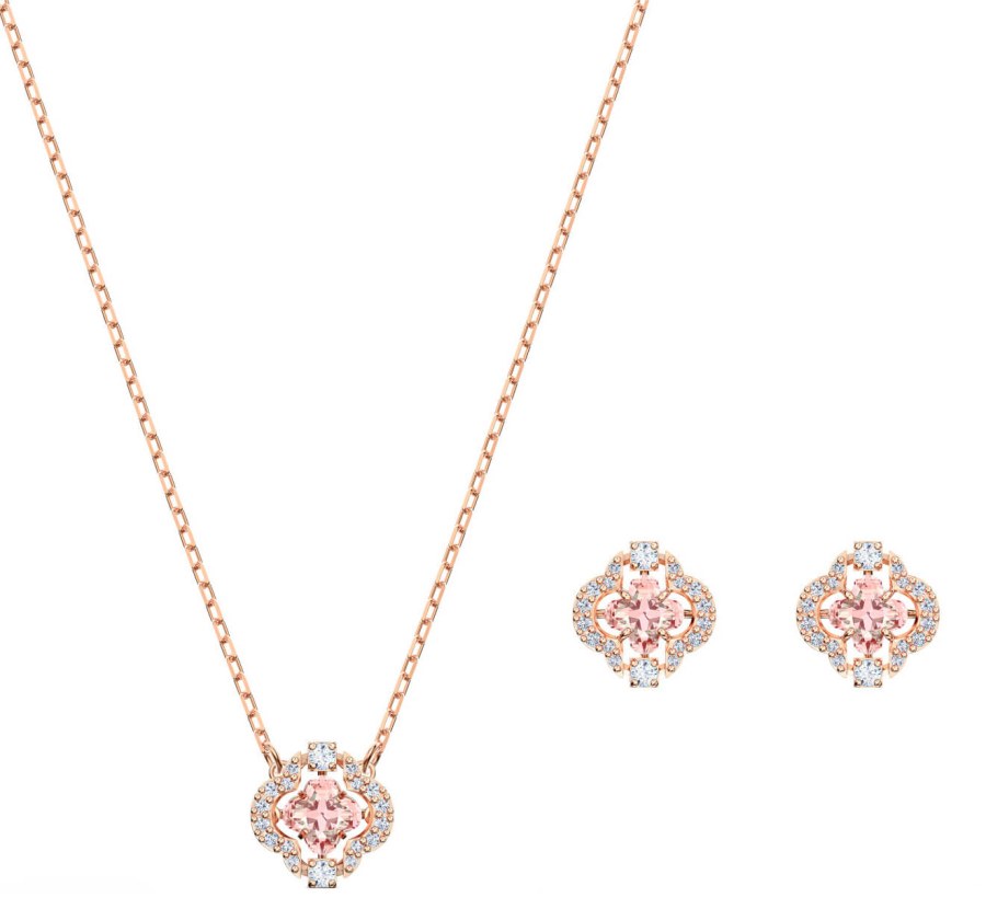 Swarovski Sada růžově zlacených šperků s krystaly Sparkling Dance 5516488 (náhrdelník, náušnice) - Náhrdelníky