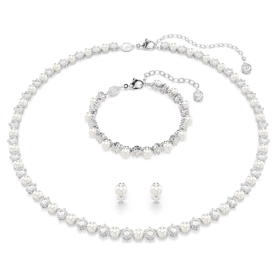 Swarovski Sada šperků s&nbsp;perlami a&nbsp;zirkony Matrix 5742040 (náhrdelník, náramek, náušnice) - Náušnice Pecky