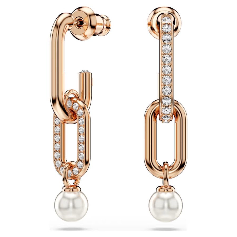 Swarovski Třpytivé pozlacené náušnice s perličkami Constella 5728585