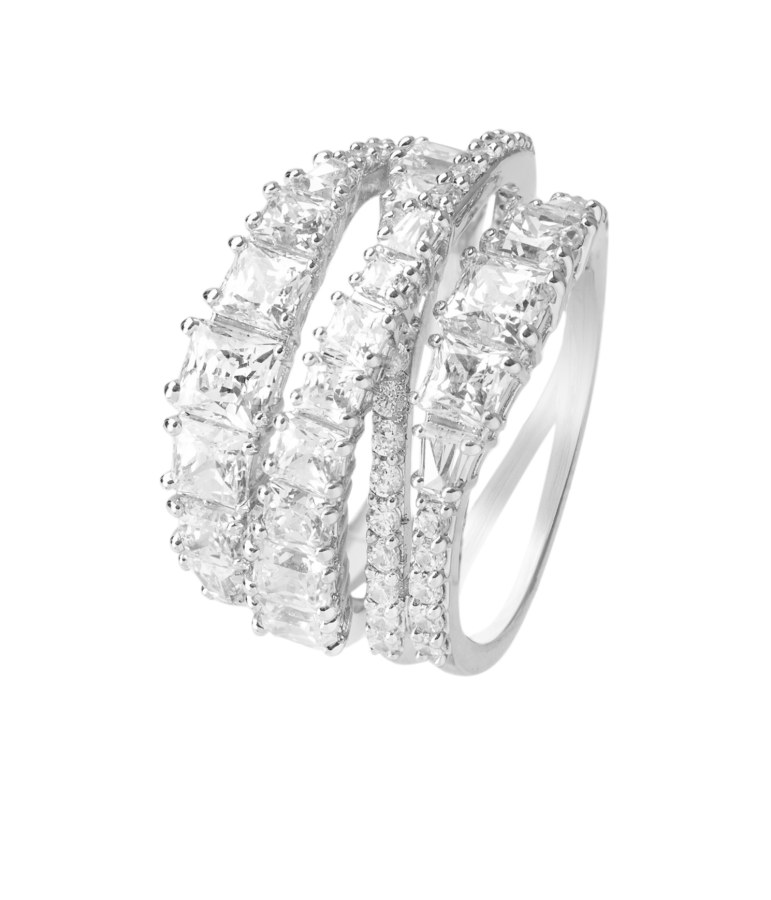 Swarovski Třpytivý trojřadý prsten Twist 584656 50 mm - Prsteny Prsteny s kamínkem