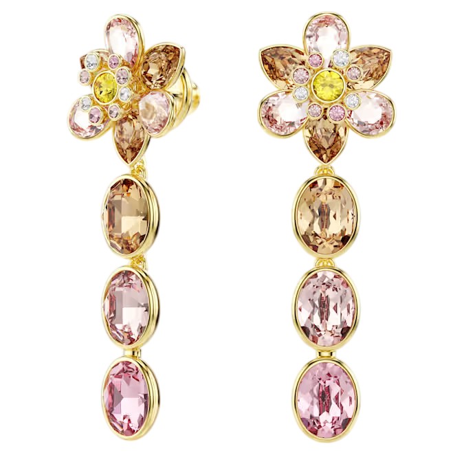 Swarovski Visací pozlacené náušnice Květiny Idyllia 5732381