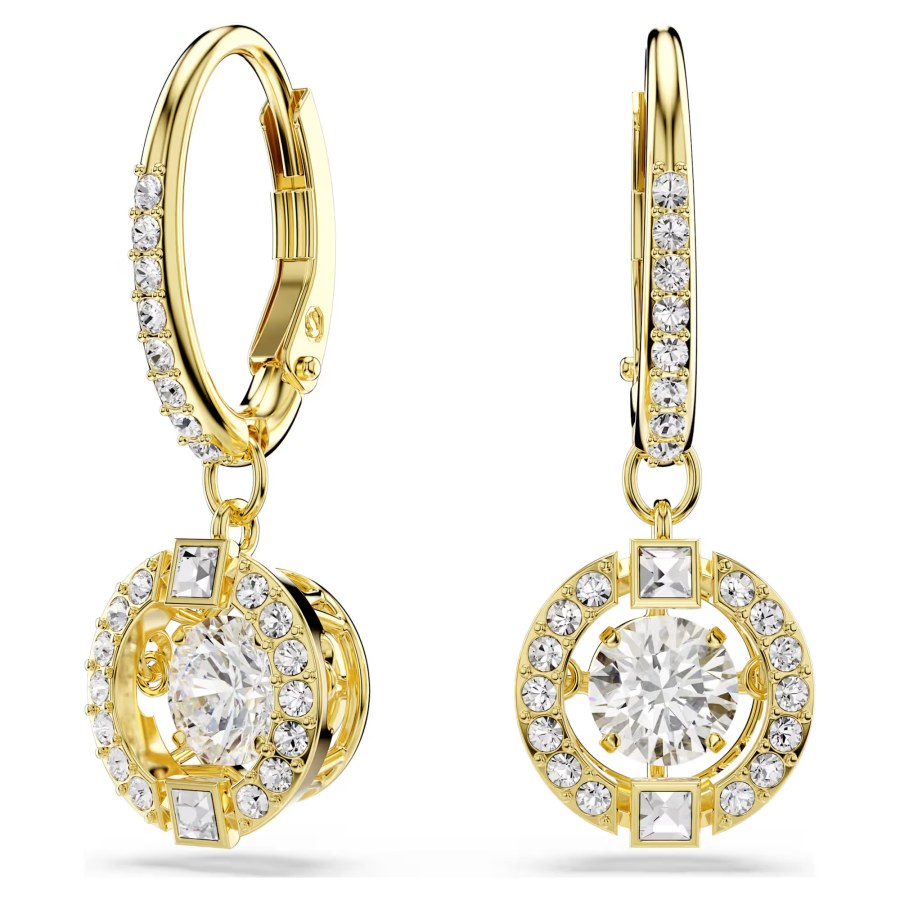 Swarovski Výrazné pozlacené visací náušnice Una Angelic 5758095