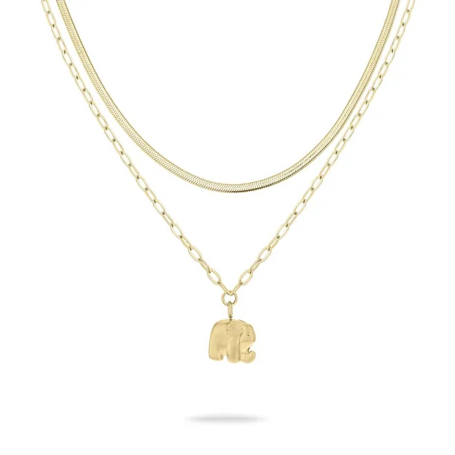 Tamaris Elegantní set pozlacených náhrdelníků Slon Little Elephant TJ-0597-N-47 - Náhrdelníky