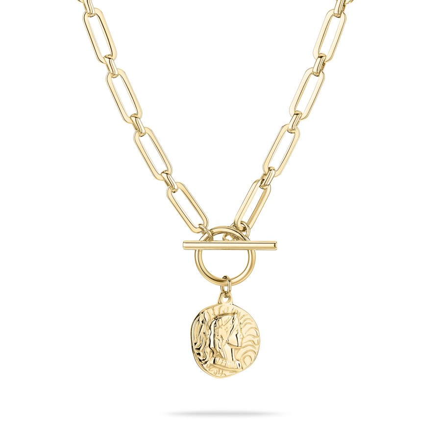 Tamaris Moderní pozlacený náhrdelník s mincí Coins TJ-0439-N-45 - Náhrdelníky
