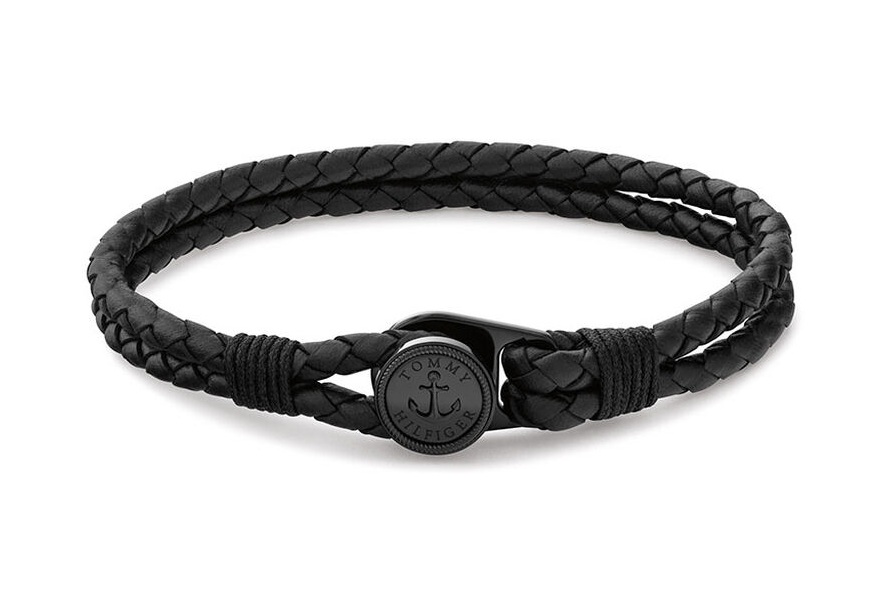 Tommy Hilfiger Černý kožený náramek Nautical 2790693 17,5 cm - Náramky Kožené náramky