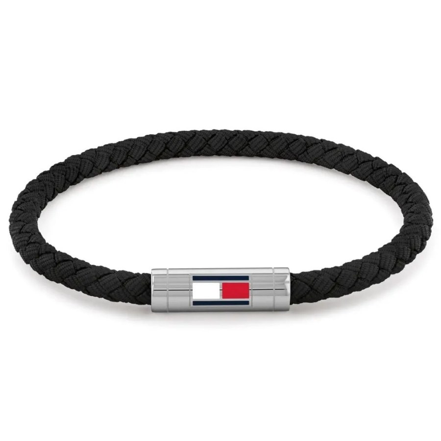 Tommy Hilfiger Černý nylonový proplétaný náramek Adjustable Barrel 2790741