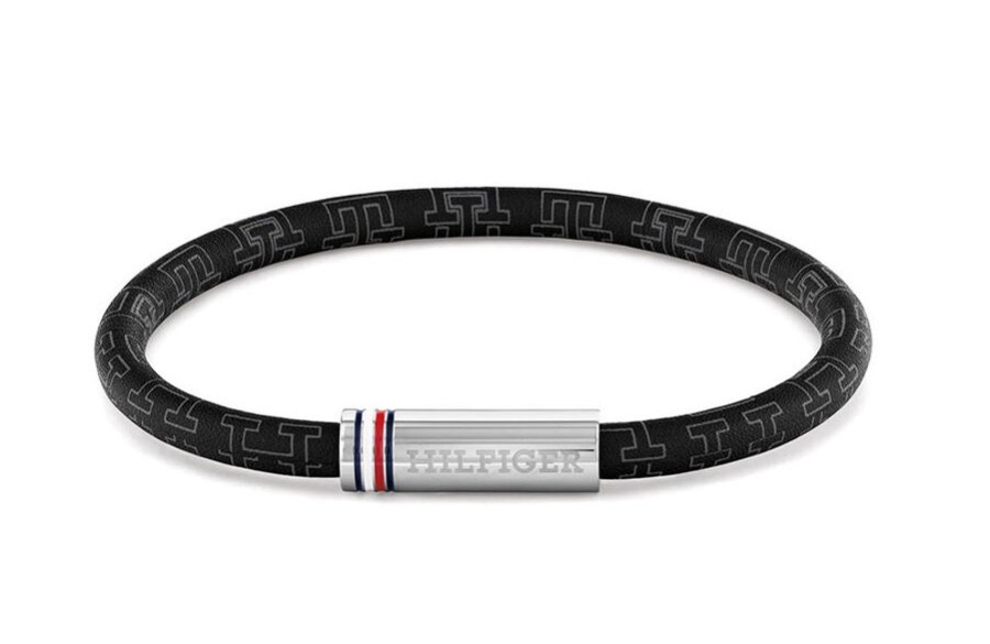 Tommy Hilfiger Černý pánský náramek z&nbsp;umělé kůže Printed Cord 2790704 - Náramky Kožené náramky