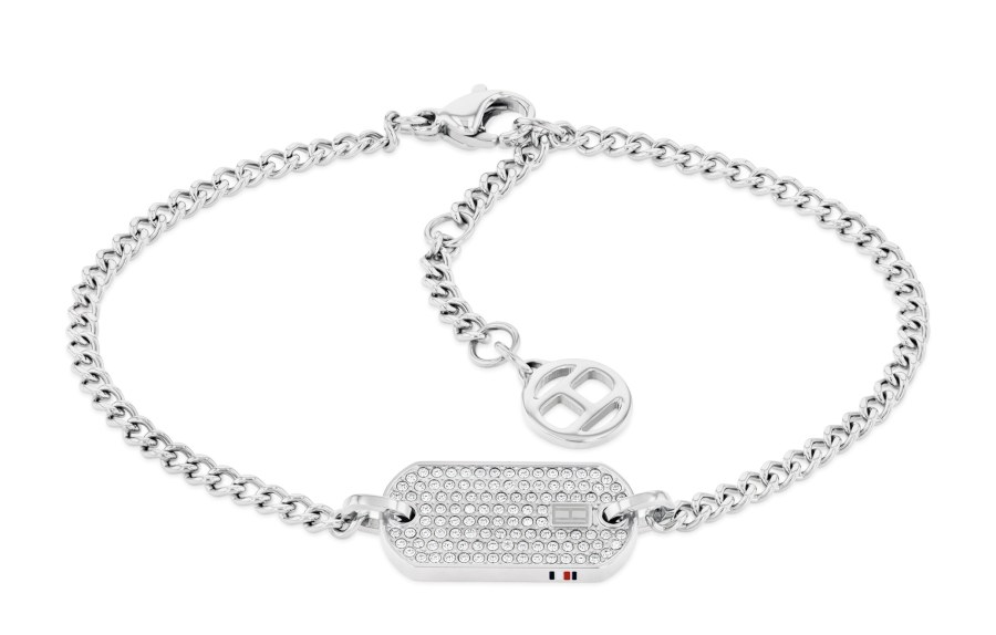 Tommy Hilfiger Dámský ocelový náramek s krystaly Dog Tag 2780863 - Náramky Řetízkové náramky