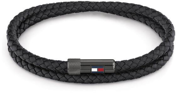 Tommy Hilfiger Elegantní náramek z černé kůže 2790262S