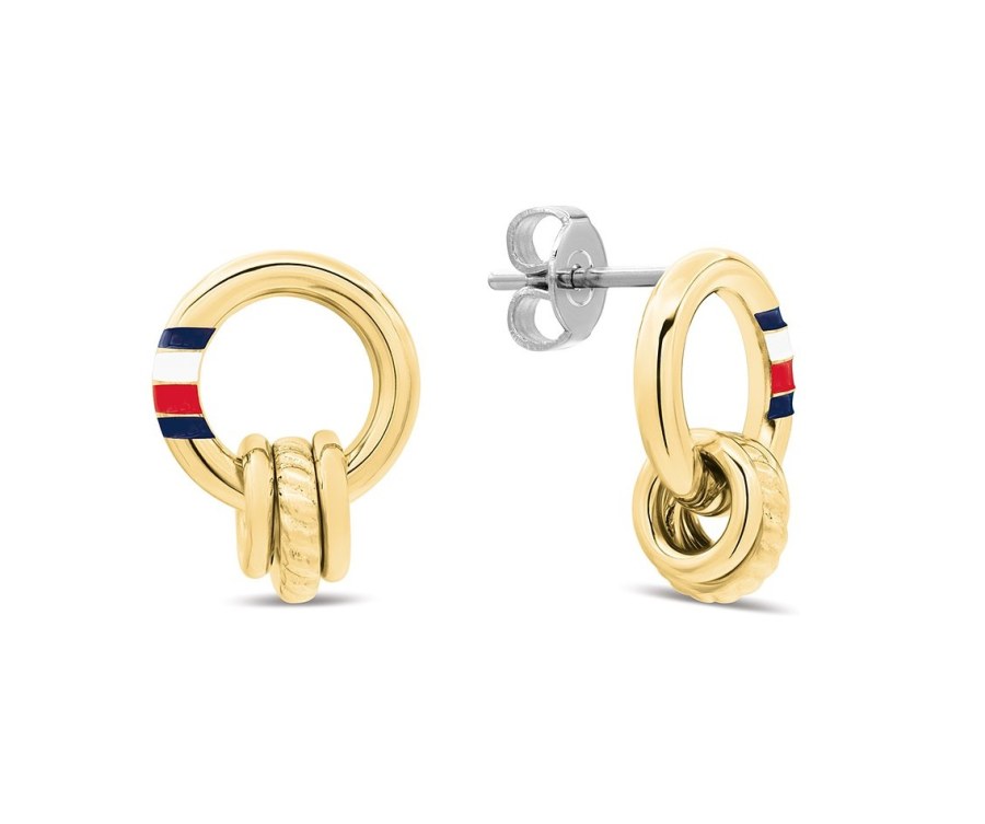 Tommy Hilfiger Elegantní pozlacené náušnice s&nbsp;trikolórou 2781062 - Náušnice Visací náušnice