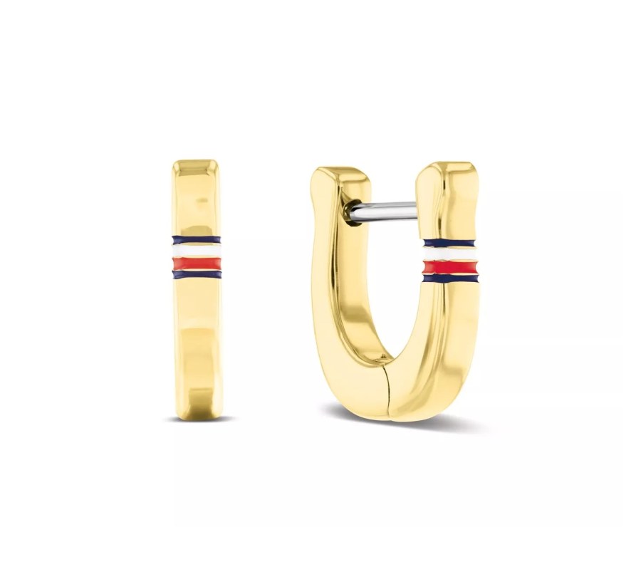 Tommy Hilfiger Elegantní pozlacené náušnice s trikolórou 2781086
