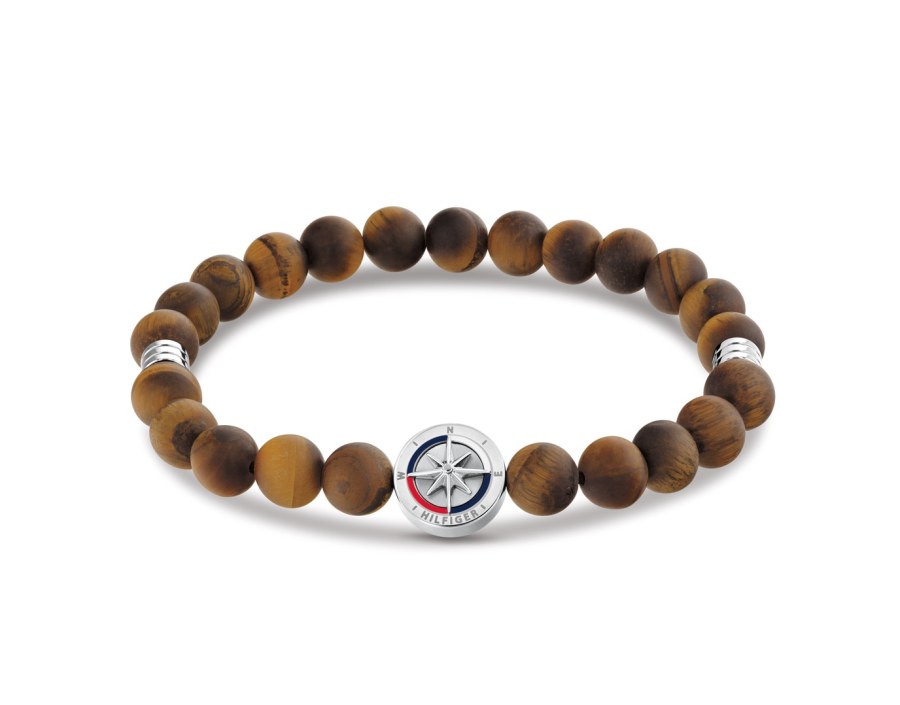 Tommy Hilfiger Hnědý korálkový náramek pro muže Compass 2790722